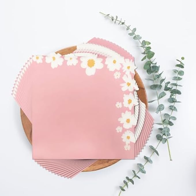 20 PIECES DAISY PARTY NAPKINS DAISY COCKTAIL LUNCH PAPER NAPKINS SUMMER SPRING FLOWER PICNIC NAPKINS (PINK) - Image 5